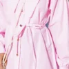 Collar Tie Waist Poplin Shirt Pink - Image 4