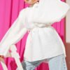 Pleated Collar Relaxed Tunic Ecru