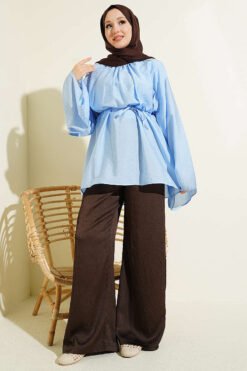 Alternative view of Pleated Collar Relaxed Tunic Blue