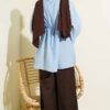 Pleated Collar Relaxed Tunic Blue - Image 3
