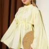 Pleated Collar Relaxed Tunic Yellow