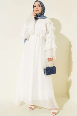 Collared Flared Dress White