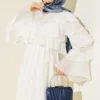 Collared Flared Dress White - Image 2