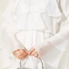 Collared Flared Dress White - Image 4