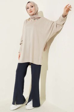 Alternative Ansicht von Floral Embroidered Collar Tunic Beige