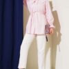 Shirt with Pearl Collar and Tie Belt Pink - Imagen 2