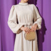 Balloon Sleeve Evening Dress with Stone-Embellished Collar Stone – Bild 2