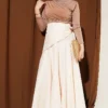 ⁦Side Tied Detail Skirt Beige⁩ - الصورة ⁦2⁩