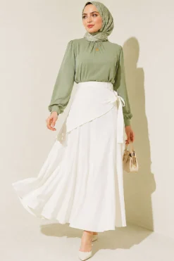 Vue alternative de Side Tied Detail Skirt Ecru