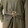 Side Gold Buckle Tunic Two-Piece Set Khaki - Image 4