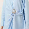 Side Gold Buckle Tunic Two-Piece Set Blue – Bild 4