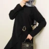 Side Gold Buckle Tunic Two-Piece Set Black – Bild 2