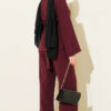 Pleated Two-Piece Set with Side Gold Buckle Burgundy - Imagen 3