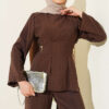 Pleated Two-Piece Set with Side Gold Buckle Brown - immagine 2