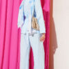 Pleated Two-Piece Set with Side Gold Buckle Blue - Image 3