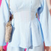 Pleated Two-Piece Set with Side Gold Buckle Blue - Image 4
