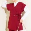 Side Tie Vest Set Burgundy - immagine 2