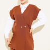 Side Tie Vest Set Brown - Afbeelding 2