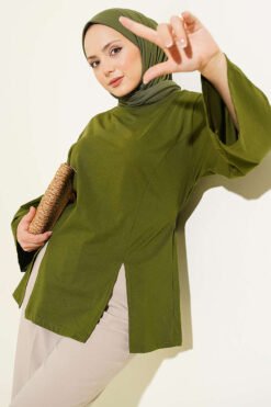 Side Tie Slit Tunic Khaki