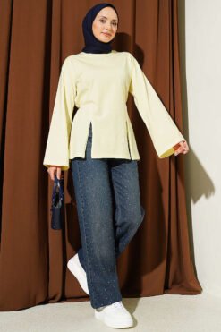 Vista alternativa di Side Tie Slit Tunic Yellow