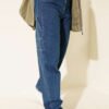 Mom Jeans with Side Belt Buckle Blue