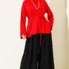 Side Slit Double Sleeve Tunic Red - Imagen 2