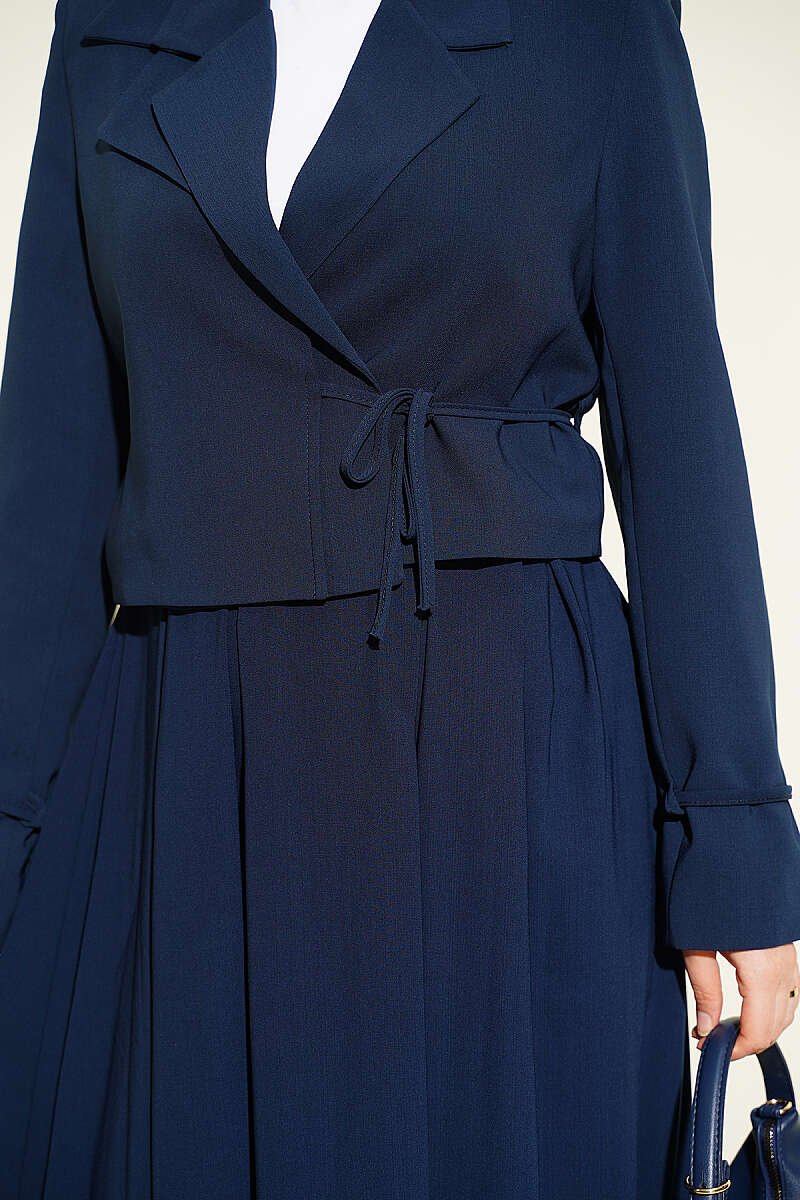 Side-Tied Jacket and Skirt Two-Piece Set Navy Blue – Bild 4