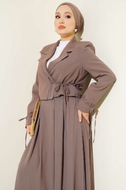 منظر بديل لـ Side-Tied Jacket and Skirt Two-Piece Set Mink