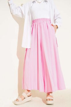 Side Pockets Loose Tencel Pants Pink