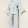Side Tie Kimono Two-Piece Set Baby Blue