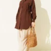 Side Tunnel Laced Shirt Brown – Image 2