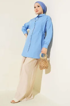 Alternative view of Side Tunnel Laced Shirt Blue
