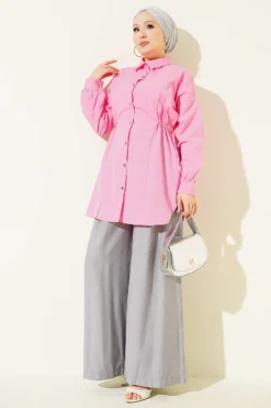 Alternative view of Side Tunnel Laced Shirt Pink