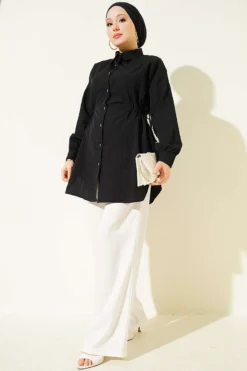 Alternative view of Side Tunnel Laced Shirt Black