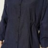 Gathered Sides Elastic Shirt Navy Blue – Image 4