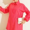 Gathered Sides Elastic Shirt Pomegranate Blossom