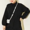 Gathered Sides Elastic Shirt Black