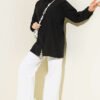 Gathered Sides Elastic Shirt Black – Image 2