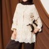 Shirt with Side Tie and Embroidery Beige