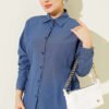 Side Tie Plain Shirt Indigo