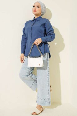 Alternative Ansicht von Side Tie Plain Shirt Indigo