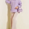 Side Tie Plain Shirt Lilac - Afbeelding 2