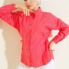Side Tie Plain Shirt Pomegranate Blossom
