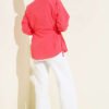 Side Tie Plain Shirt Pomegranate Blossom - Image 3