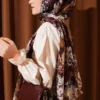 Leaf Pattern Shawl Series Brown - immagine 3
