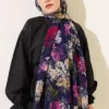 Leaf Pattern Shawl Series Navy Blue - الصورة 5