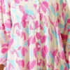 Leaf Pattern Buttoned Mandarin Collar Dress Fuchsia – Bild 4