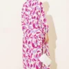 Leaf Pattern Buttoned Mandarin Collar Dress Lilac – Image 3