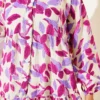 Leaf Pattern Buttoned Mandarin Collar Dress Lilac – Image 4