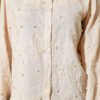 Leaf Embroidered Pearled Shirt Beige - Image 4